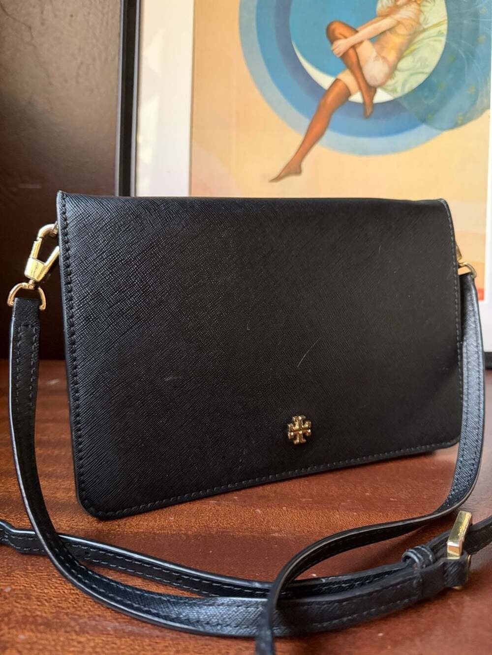 Tory Burch Black Saffiano Leather Crossbody Bag